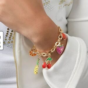 Juicy Couture Gold-Tone Fruit Charm Bracelet NWT